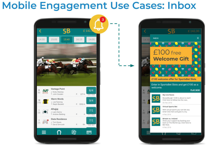 Using the web and app inbox to engage with mobile players