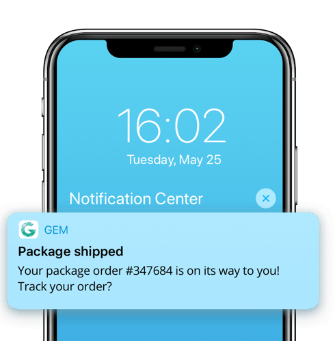 Push notification with shipping updates